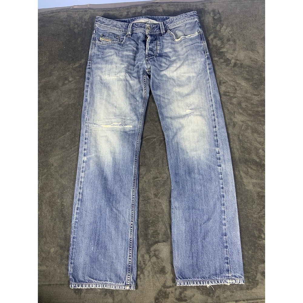 Y2K Diesel Industries Larkee Distressed Straigh Leg Blue Jeans Men's Size 34x30